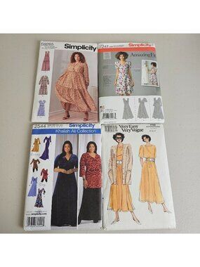 Read Lot 4 Plus Size Womens Sewing Patterns Dresses Uncut Simplicity Vogue
